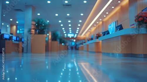 Modern bright office interior with furniture and daylight.Blurred background of a modern office space. Blurred office backdrop.