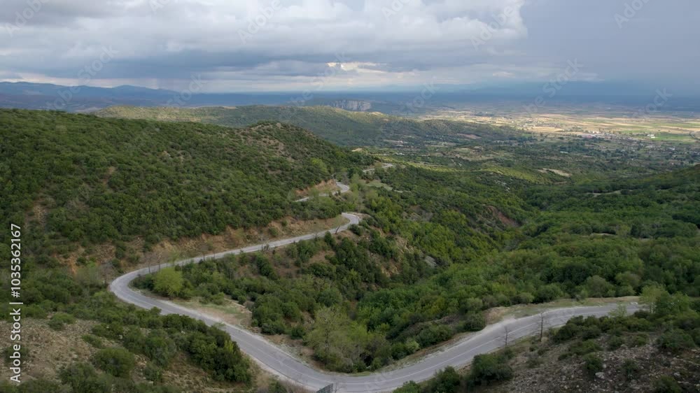 Aerial Dolly Shot of Mountain Road in Kalabaka Meteora Greece Aerial Dolly Shot of Mountain Road in Kalabaka Meteora Greece