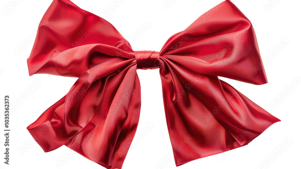 Large Red Ribbon Bow Isolated on a White Background - Perfect for Gift Wrapping or Holiday Decorations Large Red Ribbon Bow Isolated on a White Background - Perfect for Gift Wrapping or Holiday Decorations