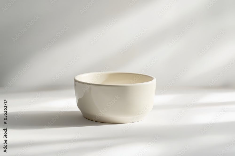 Minimalistic white ceramic ramekin placed on a clean surface Minimalistic white ceramic ramekin placed on a clean surface