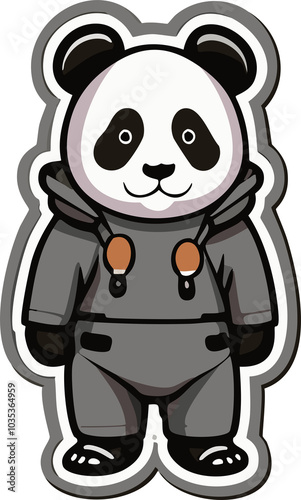 Cute Cartoon Panda Character in Sticker Style with Street Art Aesthetic