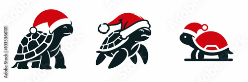 Turtle in a Red Santa Hat
