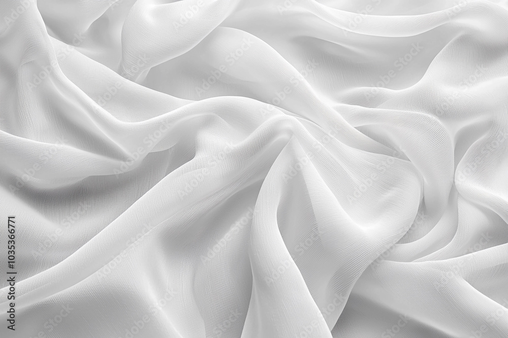 Soft white fabric draped elegantly on a smooth surface Soft white fabric draped elegantly on a smooth surface