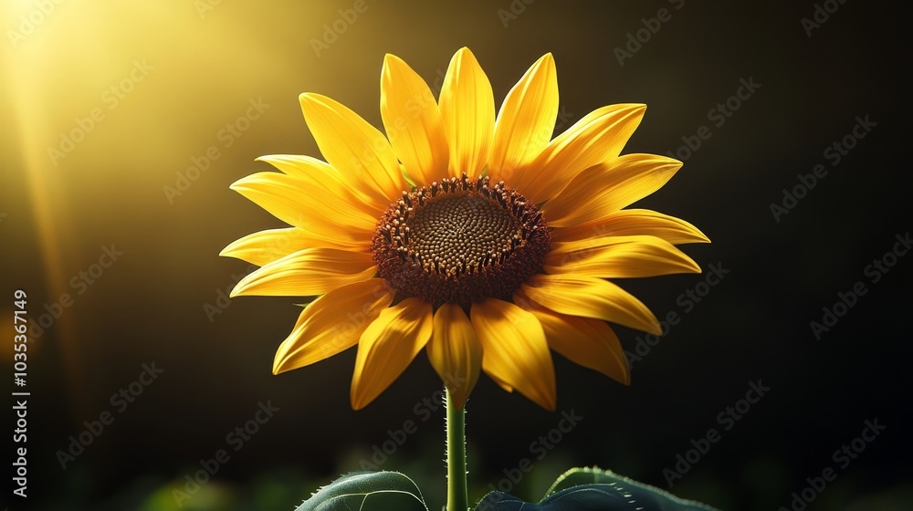 Fototapeta premium A single yellow flower is the main focus of the image