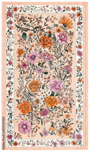 Geometric and Organic Doodle Tile and Carpet Designs with White Borders | Hand-drawn, Abstract, Floral, and Symmetrical Patterns in Soft Pastel and Earth Tones