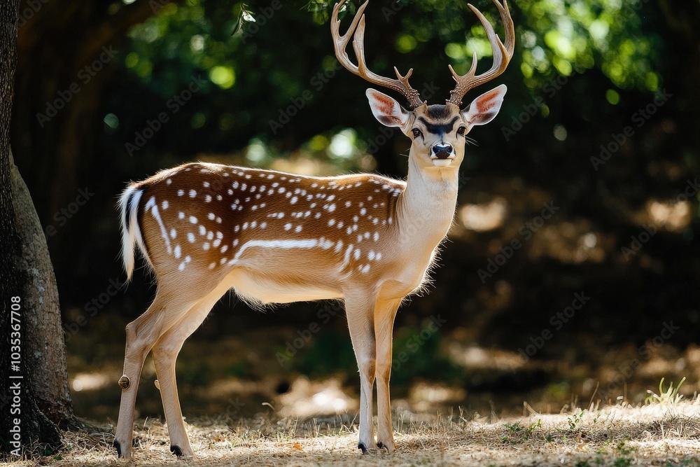 Fallow Deer in Natural Setting - Cervid Animal Wildlife in Forest Habitat Fallow Deer in Natural Setting - Cervid Animal Wildlife in Forest Habitat