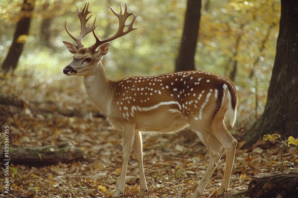 Fallow Deer in Forest: Cervid Wildlife Animal Amidst Nature Fallow Deer in Forest: Cervid Wildlife Animal Amidst Nature
