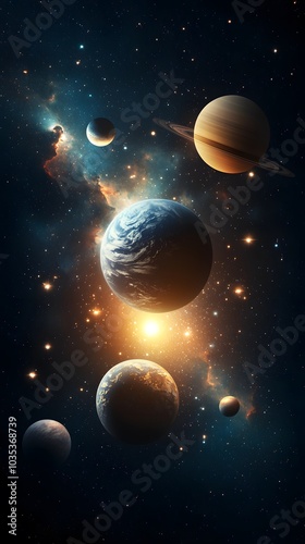 Bright Glowing Stars in a Seamless Cosmic Pattern
