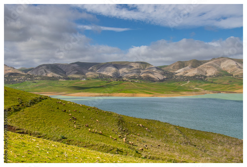 Scenic Beauty of Kasseb Dam: A Majestic View of Mountains and Lake in Bousalem, Beja, Tunisia, North Africa photo