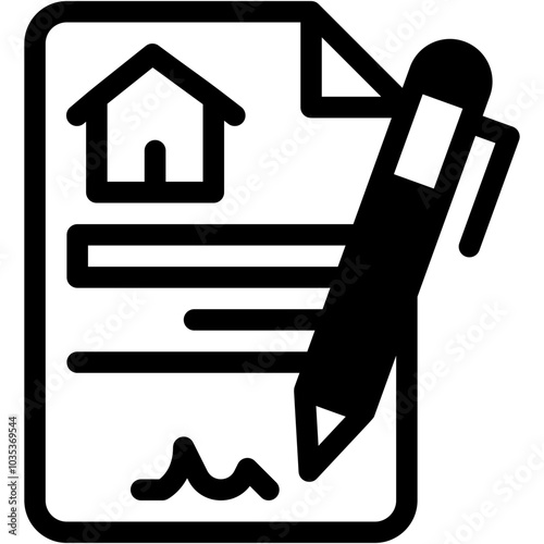 Vector Icon Contract, Real Estate, House, Property, Agreement, Document