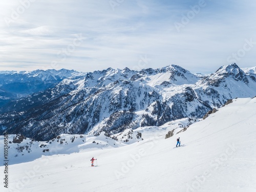 Snowy mountains of Briançon in Serre Chevalier