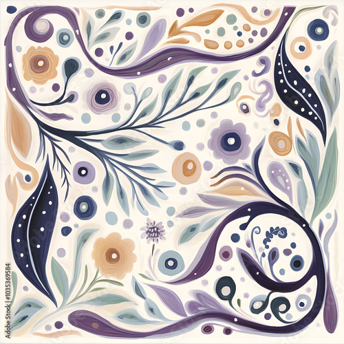 Geometric and Organic Doodle Tile and Carpet Designs with White Borders | Hand-drawn, Abstract, Floral, and Symmetrical Patterns in Soft Pastel and Earth Tones