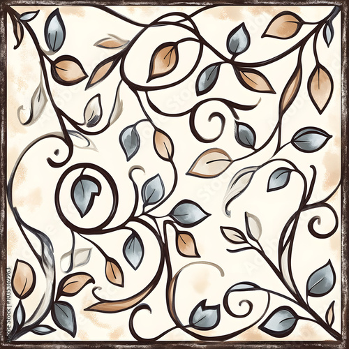 Geometric and Organic Doodle Tile and Carpet Designs with White Borders | Hand-drawn, Abstract, Floral, and Symmetrical Patterns in Soft Pastel and Earth Tones