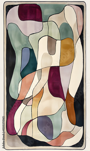 Geometric and Organic Doodle Tile and Carpet Designs with White Borders | Hand-drawn, Abstract, Floral, and Symmetrical Patterns in Soft Pastel and Earth Tones