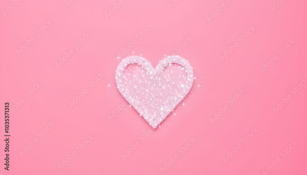 Heart symbol made of sparkles on pink background. Flat lay, top view Valentine's Day minimal holiday concept isolated with white highlights, png Heart symbol made of sparkles on pink background. Flat lay, top view Valentine's Day minimal holiday concept isolated with white highlights, png