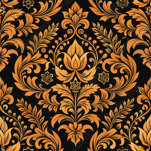 Damask seamless floral pattern. Royal wrapping paper wallpaper