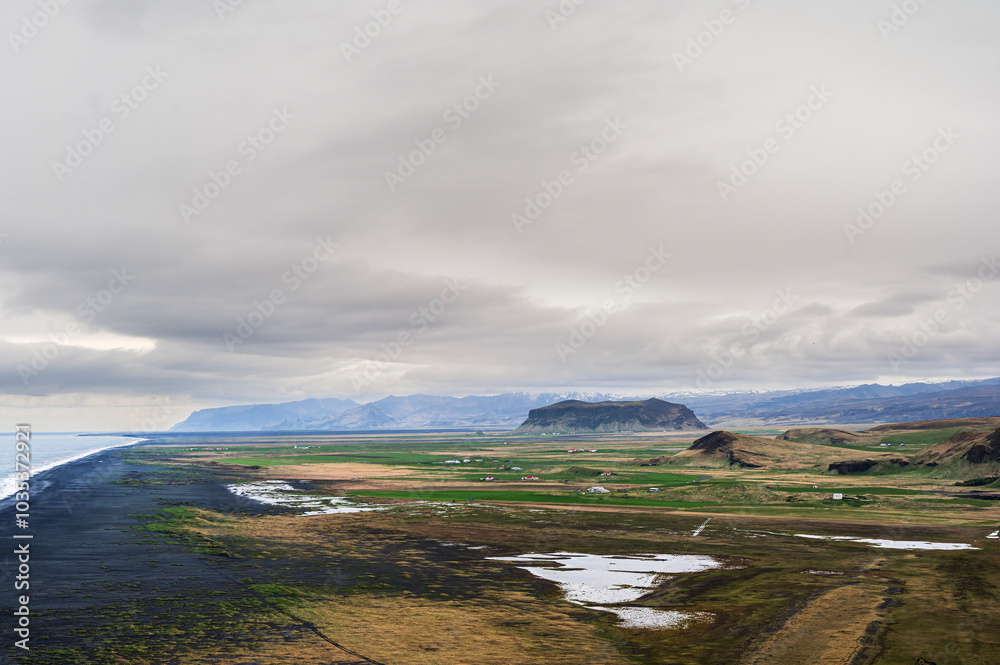 Nature sceneries with a lighthouse inside the Dyrhólaey Peninsula, Vik I Myrdal, Iceland Nature sceneries with a lighthouse inside the Dyrhólaey Peninsula, Vik I Myrdal, Iceland