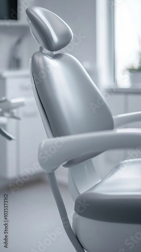 Modern Dental Chair in a Sterile White Room