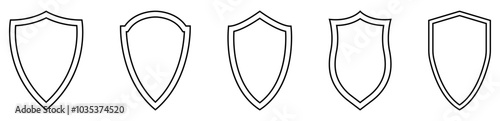 Set of line security shield icons