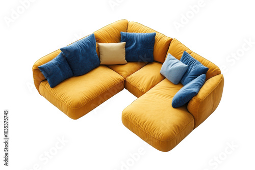 Compact Corner Sofa for Small Living Spaces with Isolated on Transparent Background photo