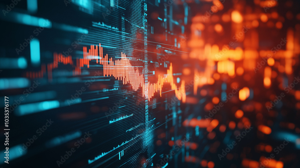 Fototapeta premium Abstract financial chart with arrow