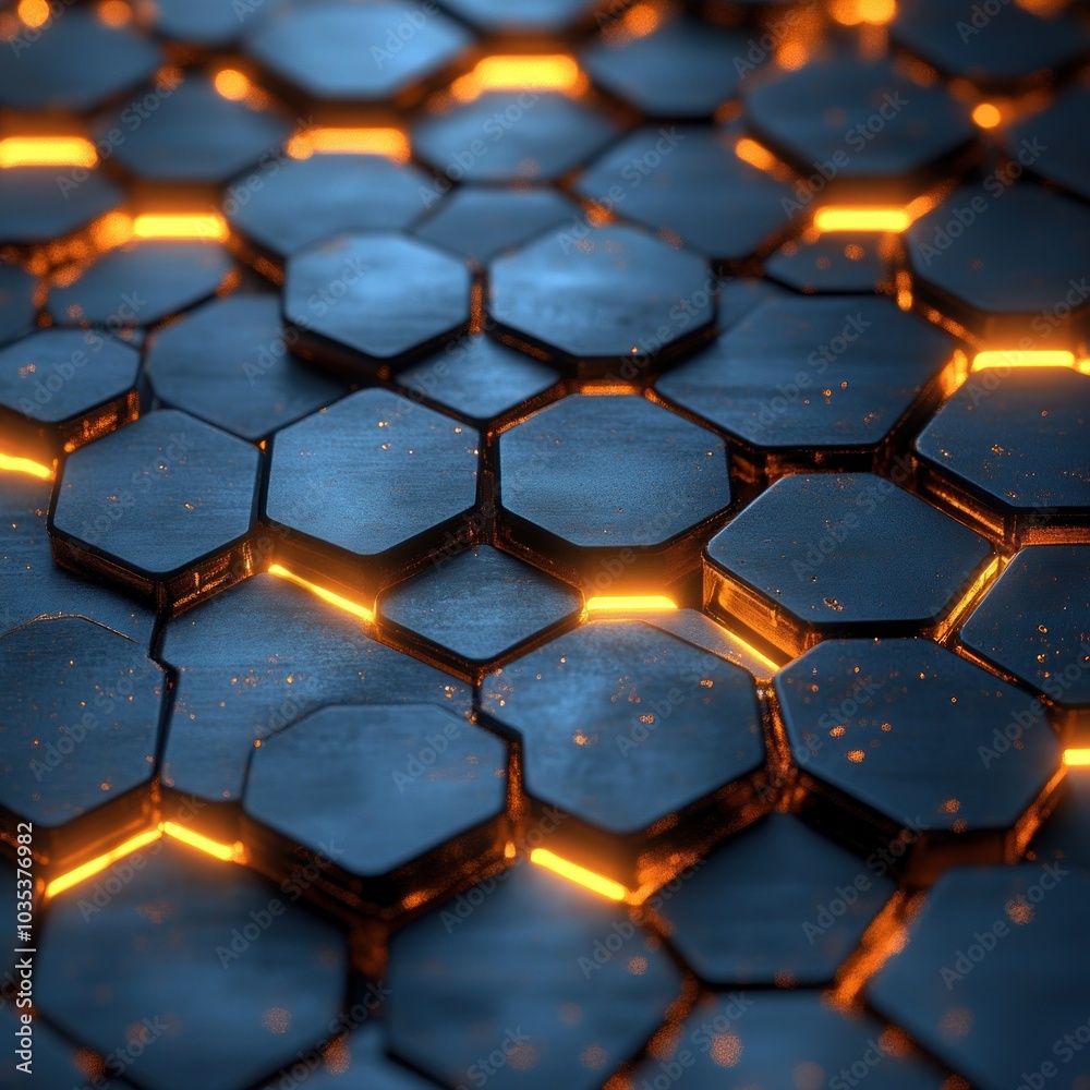Abstract Hexagonal Pattern with Glowing Edges Abstract Hexagonal Pattern with Glowing Edges