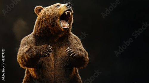 Majestic Grizzly Bear Roaring on Hind Legs