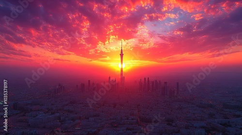 Serene Sunset View of Riyadh Skyline