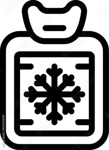 Simple black and white icon of a reusable ice pack being frozen for later use