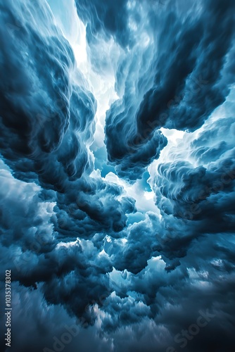 This captivating image showcases dramatic clouds under a stormy sky, highlighting textures and atmospheric details that evoke a sense of intensity and nature's power.