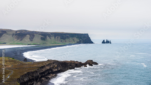 Nature sceneries with a lighthouse inside the Dyrhólaey Peninsula, Vik I Myrdal, Iceland