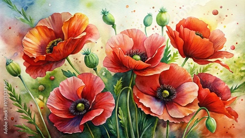 Wallpaper Mural Elegant Poppy Flower Watercolor Set for Stunning Product Photography Torontodigital.ca
