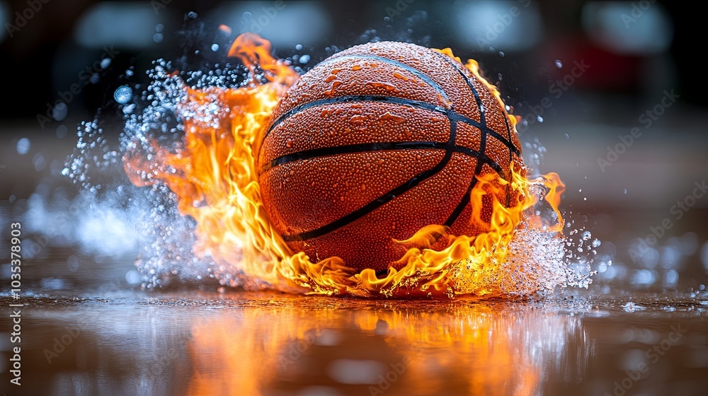Surreal Basketball in Fire and Water Elements Surreal Basketball in Fire and Water Elements
