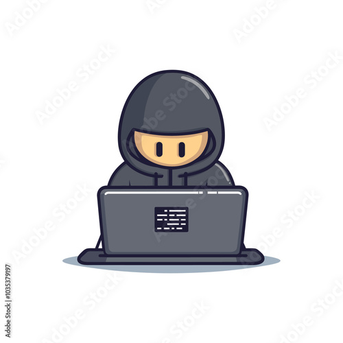 Flat Hacker Icon Vector for Cybersecurity and Programming Designs