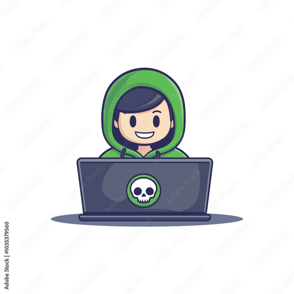 Flat Hacker Icon Vector for Cybersecurity and Programming Designs