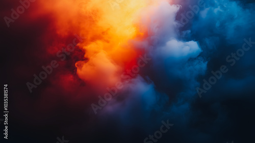 A colorful cloud with red, yellow, and blue swirls. The colors are vibrant and the cloud is very large