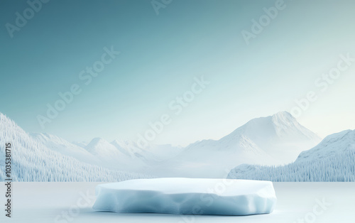  Fresh and natural winter snow and ice theme e-commerce product display background