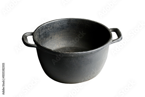 Classic Cast Iron Dutch Oven with Enamel Coating for Versatile Cooking and Baking with Isolated on Transparent Background photo