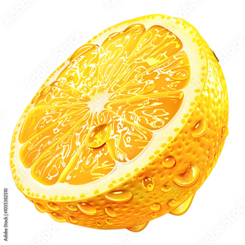 Half lemon in dew fruit art for game and slot