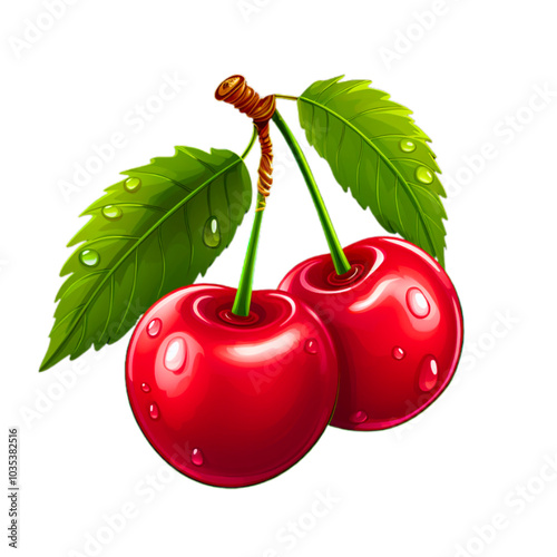 Two cherry fruit art for game and slot