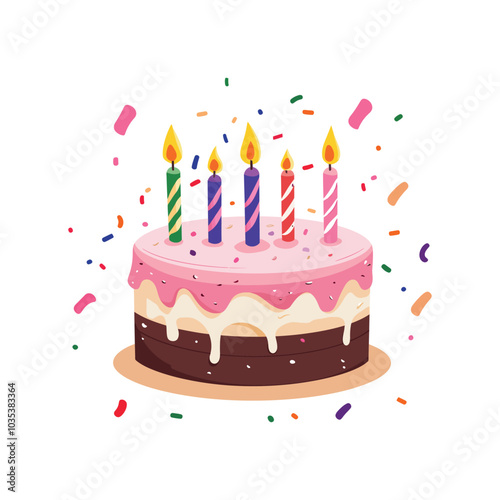 Birthday Cake vector illustration on a white background