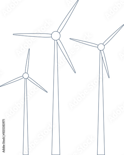 Wind turbine line icon. Power generator. Alternative energy