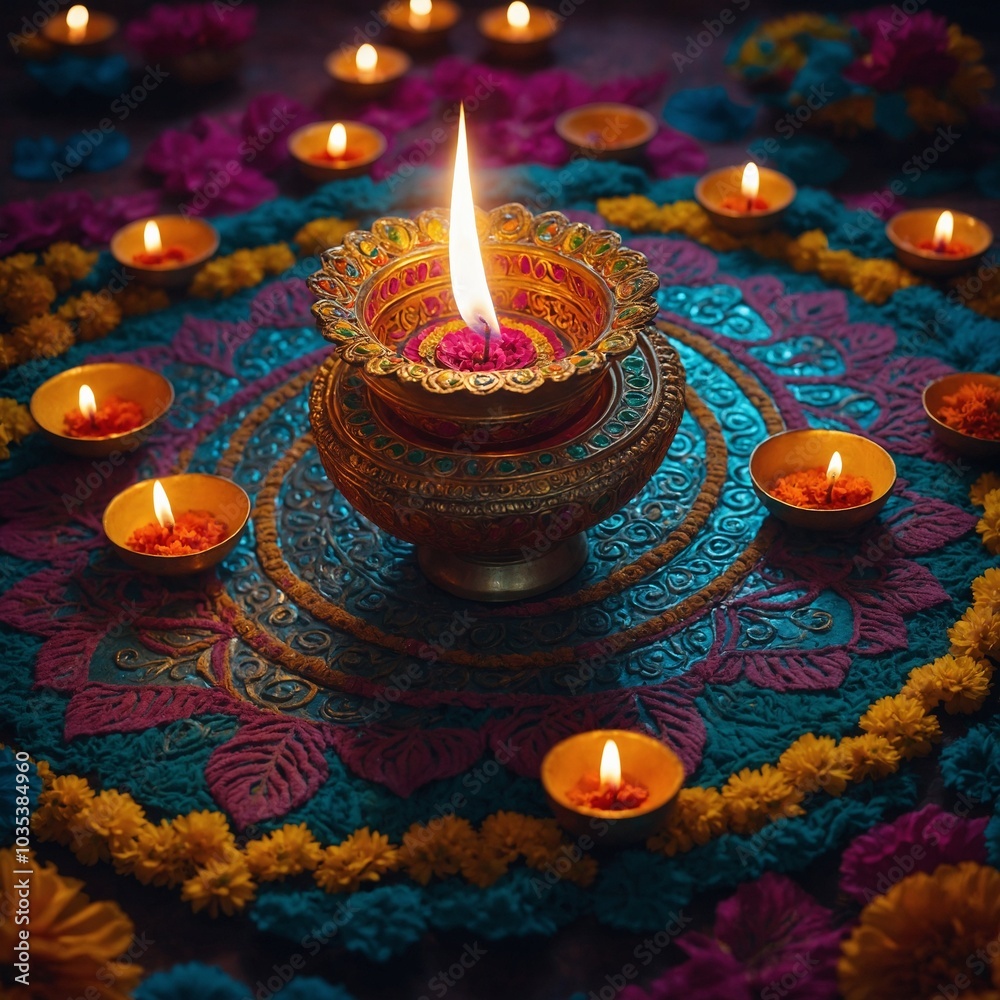 Floating diyas reflect the joy of Diwali on the water, creating a stunning festive display Floating diyas reflect the joy of Diwali on the water, creating a stunning festive display