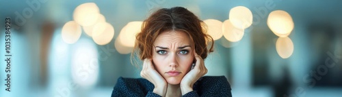 Woman in business attire, exhausted yet determined, working late in an office, symbolizing career burnout and overcommitment businesswoman, fatigue, career photo