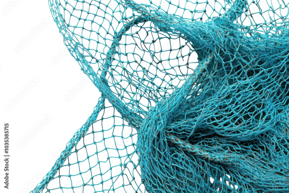 Durable Nylon Fishing Net for Catching Fish with Isolated on Transparent Background