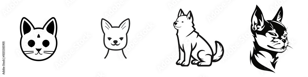 A collection of various dog silhouettes on a white background, ideal for graphic designs and pet-related projects. A collection of various dog silhouettes on a white background, ideal for graphic designs and pet-related projects.