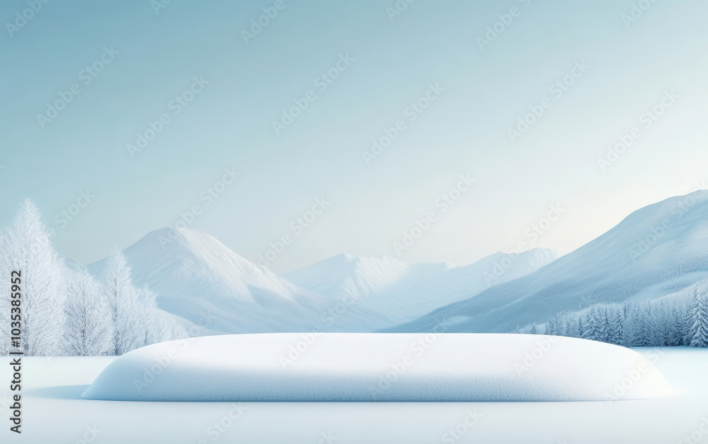 Obraz premium Fresh and natural winter snow and ice theme e-commerce product display background 