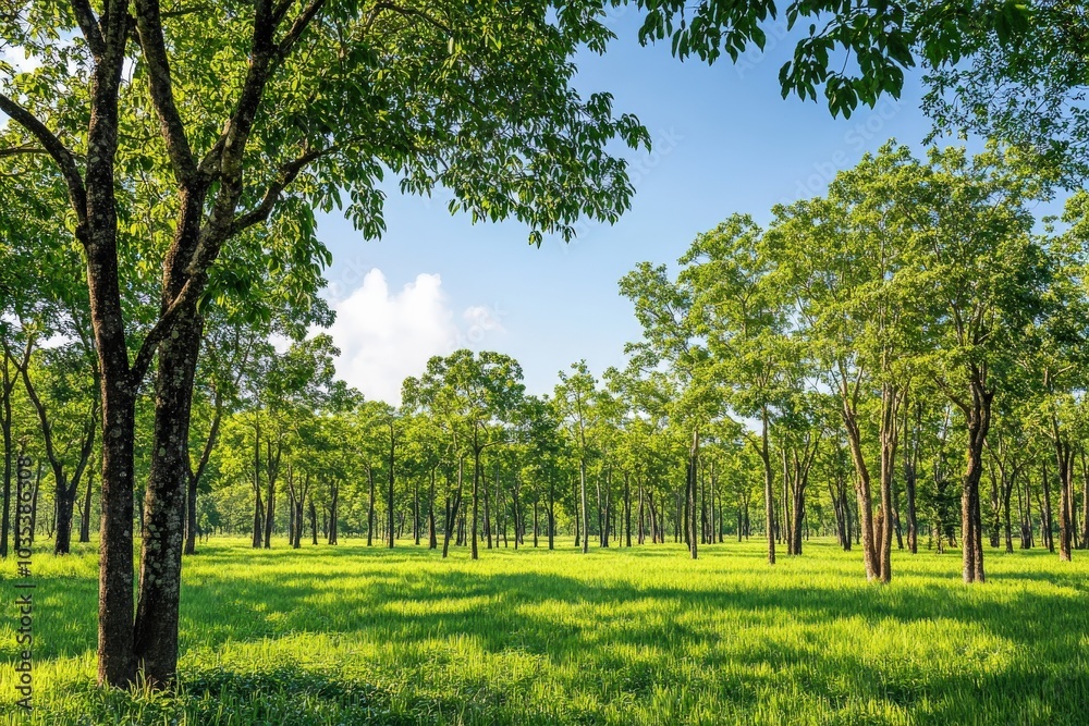 Teak Tree in Park: Green Landscape and Tropical Forest Conservation Teak Tree in Park: Green Landscape and Tropical Forest Conservation