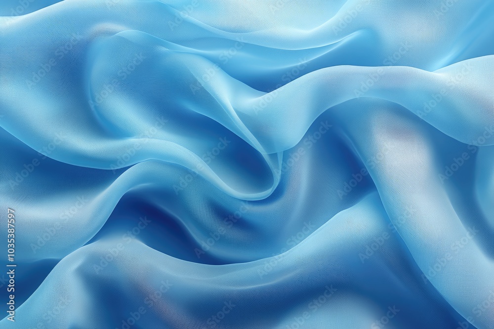 Obraz premium Blue transparent chiffon fabric is flowing down forming soft smooth waves