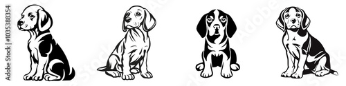 Two adorable dogs illustrated in a charming and playful style, perfect for pet-themed designs.